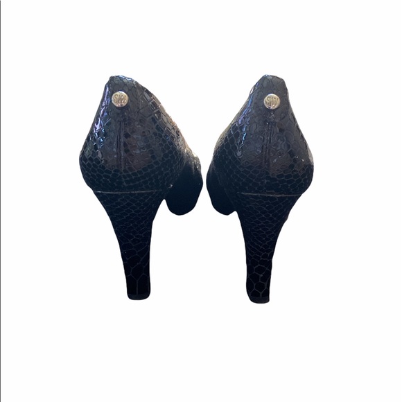 STUART WEITZMAN Snakeskin Platform Open Toe Heels - Picture 3 of 7